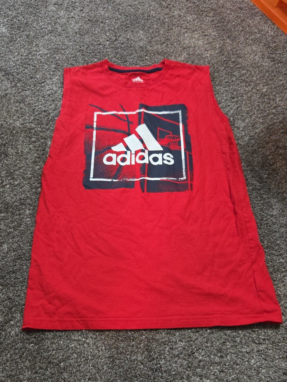 adidas Red Graphic Basketball Logo Tank